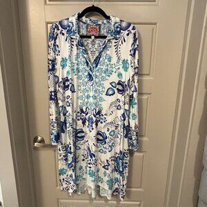 Johnny Was Blue and White Floral Dress